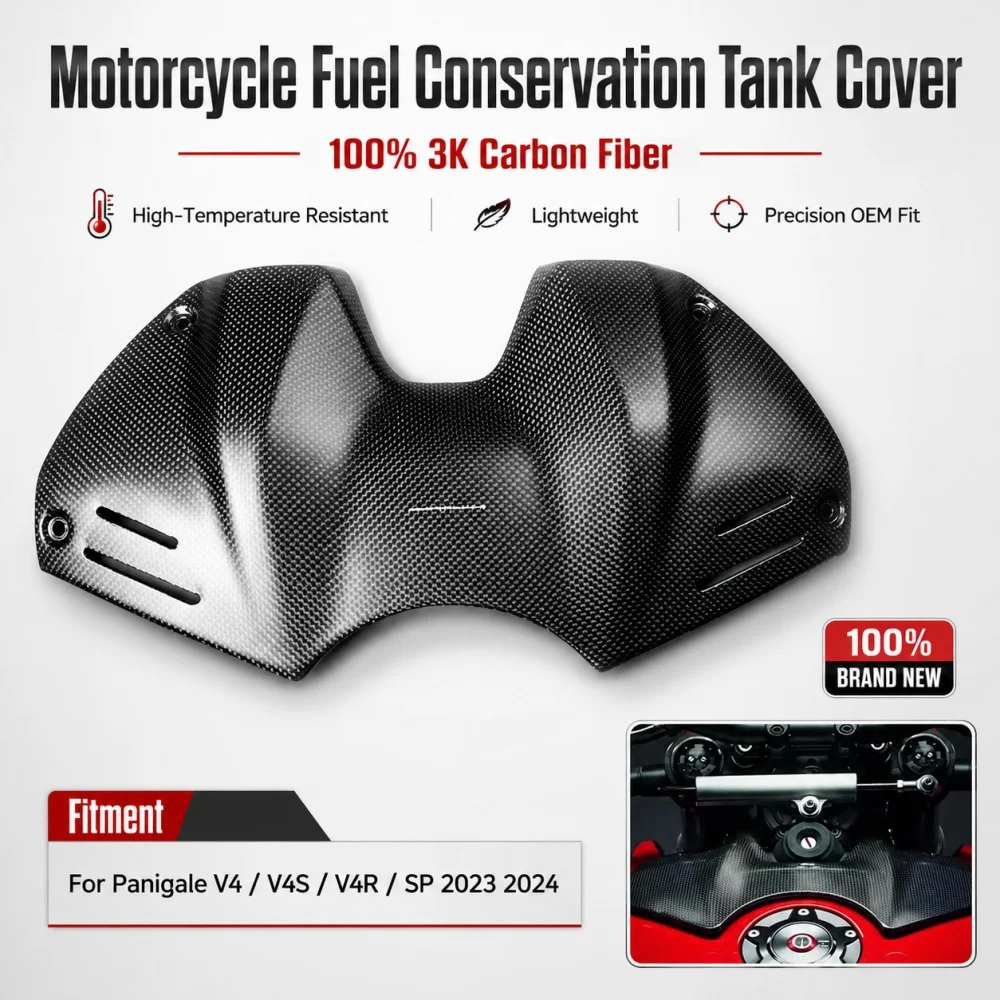 For Ducati Panigale V4 V4S V4R SP 2023 2024 100% Carbon Fiber Fuel conservation Tank Cover Front Fence Protecting Accessories