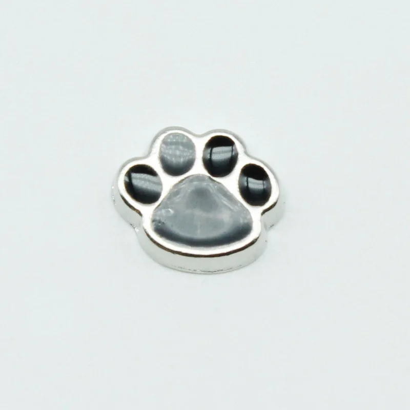 Mix Color 20pcs Dog Paw Floating Charms Living Glass Lockets Bracelet Diy Jewelry Accessory