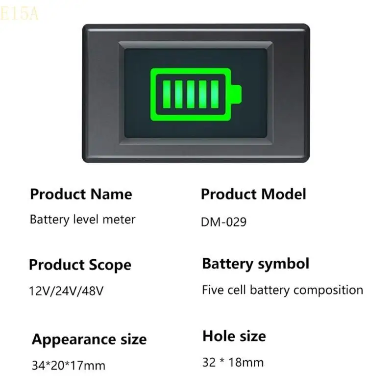 

E15A DigitalBattery Capacity DC5-50V Lithium Acid Battery Voltmeter