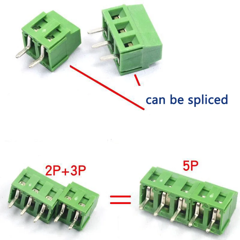 10pcs KF128 2.54 2P 3P 4P 5P 6P 7P 8P 9P 10P 12P 16P Splice Terminal 5.08mm PCB Mini Screw Terminal Blocks for Wires 3.81