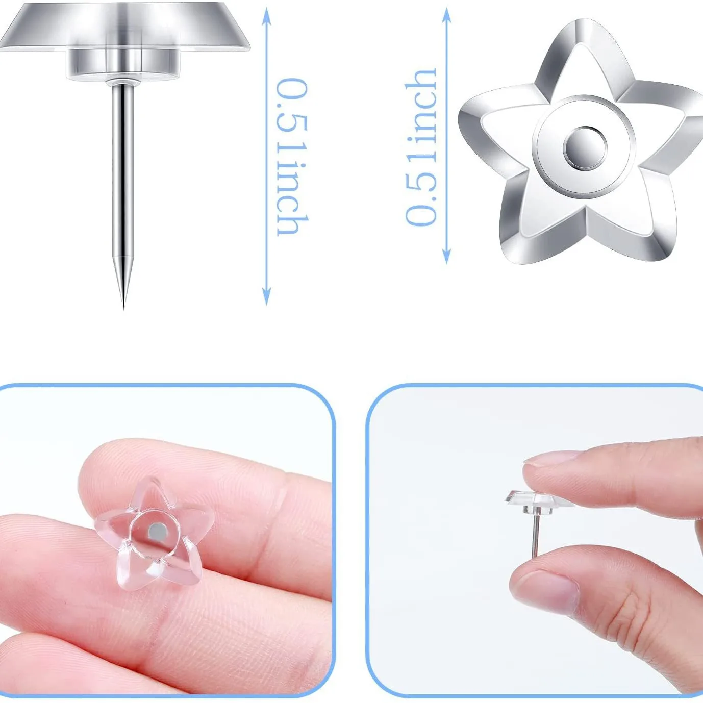 دبابيس ضغط على شكل نجمة بلاستيكية من Bview Art - مسامير إبهام شفافة ملونة للوحة الفلين وجدار الإعلانات (مسامير زخرفية) #2