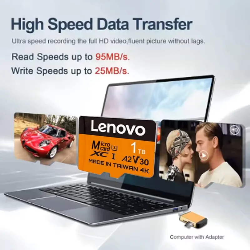 Lenovo Micro TF SD Card 512GB 128GB 64GB Memory Card V30 Class 10 U3 High Speed TF Card TF Flash Cards for Phone Camera Drone