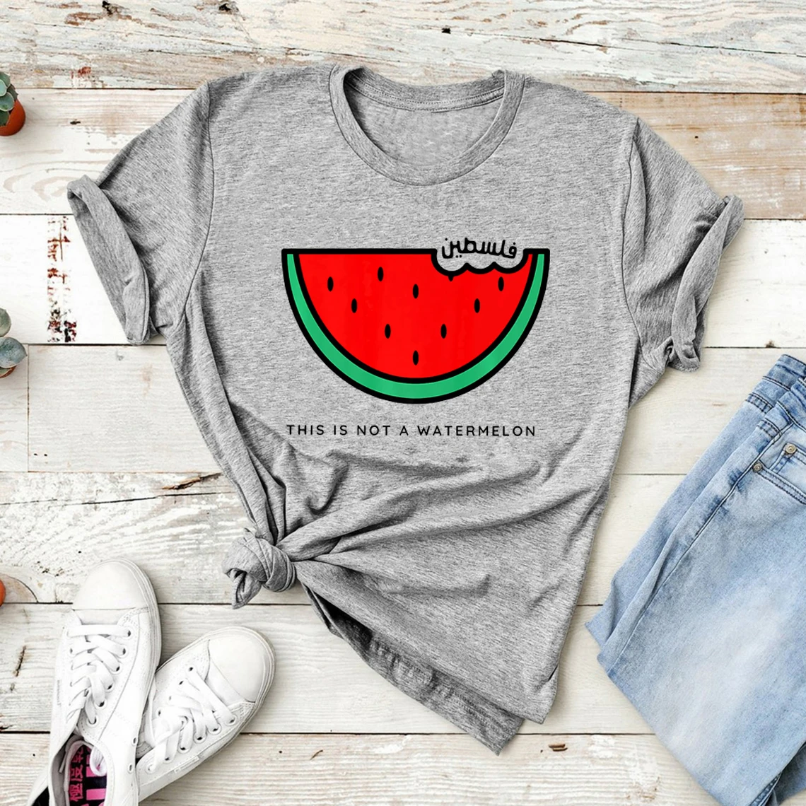 Funny Watermelon T-Shirt This Is Not A Watermelon Tshirts Peace and Love T Shirt Short Sleeve Human Right Graphic Tee Streetwear