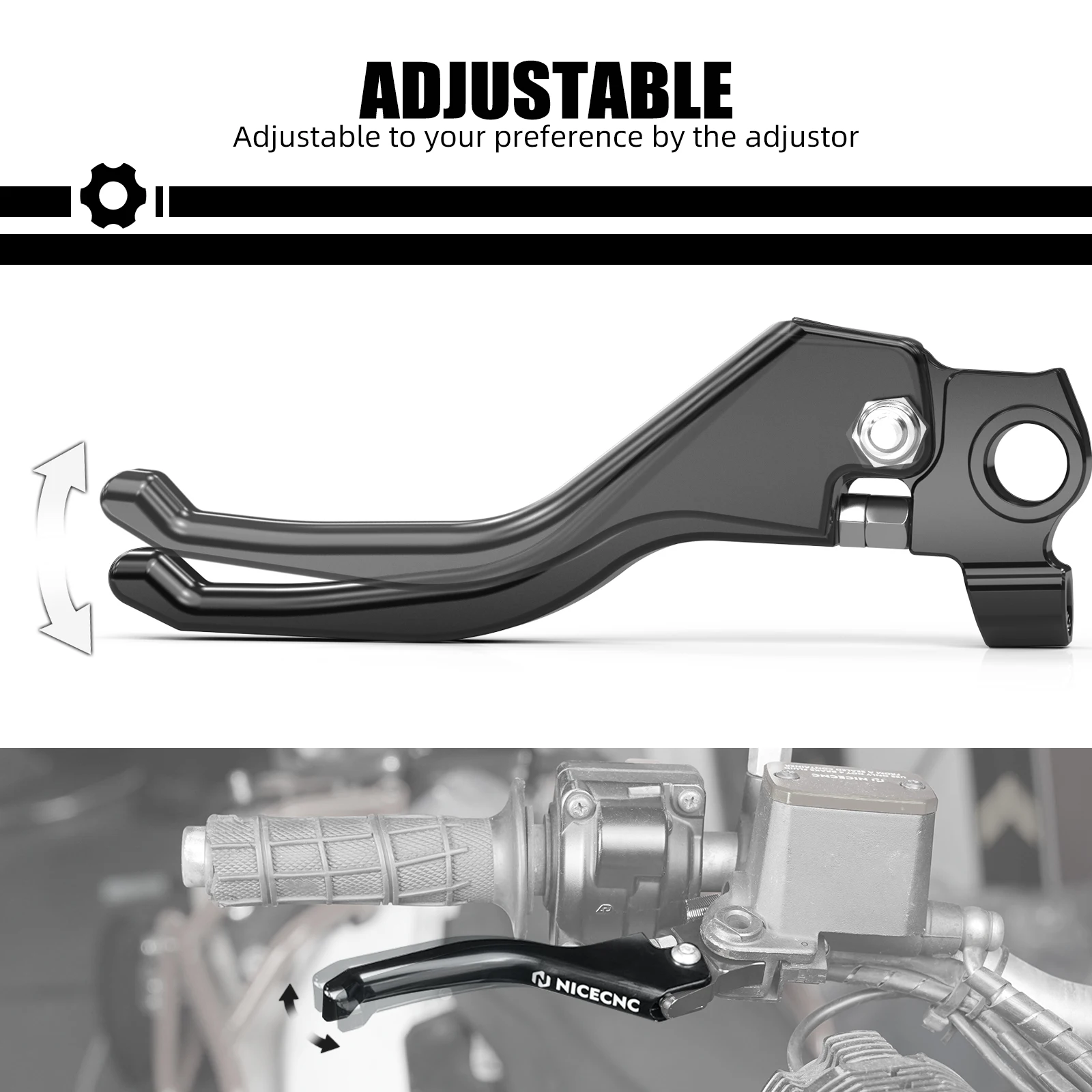 NICECNC Shorty Brake Clutch Lever For KTM 690 Enduro R 690 SMC R 2014-2023 Husqvarna 701 Enduro SM 16-2023 GasGas 700 SM ES view 2