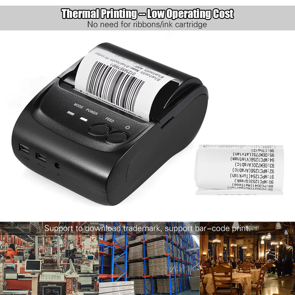【Sale】POS-5802DD Mini Portable Wireless USB Thermal Printer Receipt Ticket POS Printing for IOS Android  retail