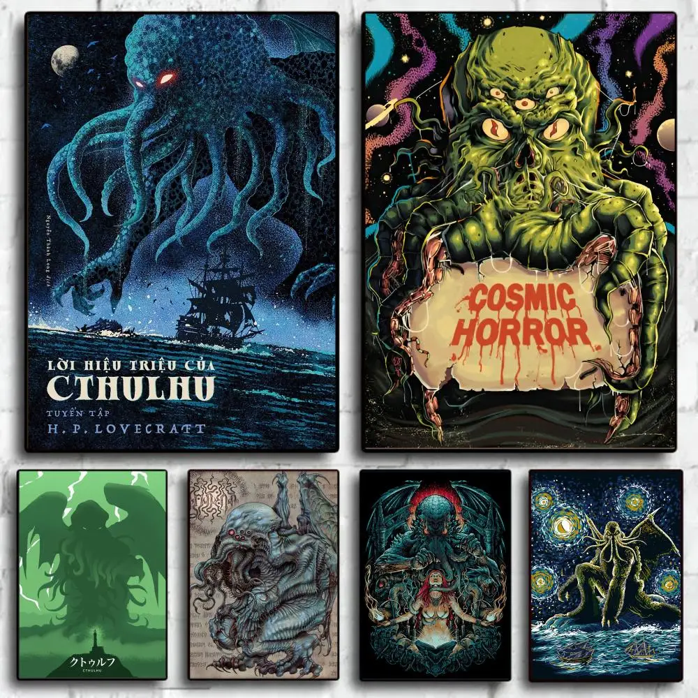 H. P. Lovecraft Cthulhu-pósteres Vintage, adhesivos para pared, impresiones adhesivas