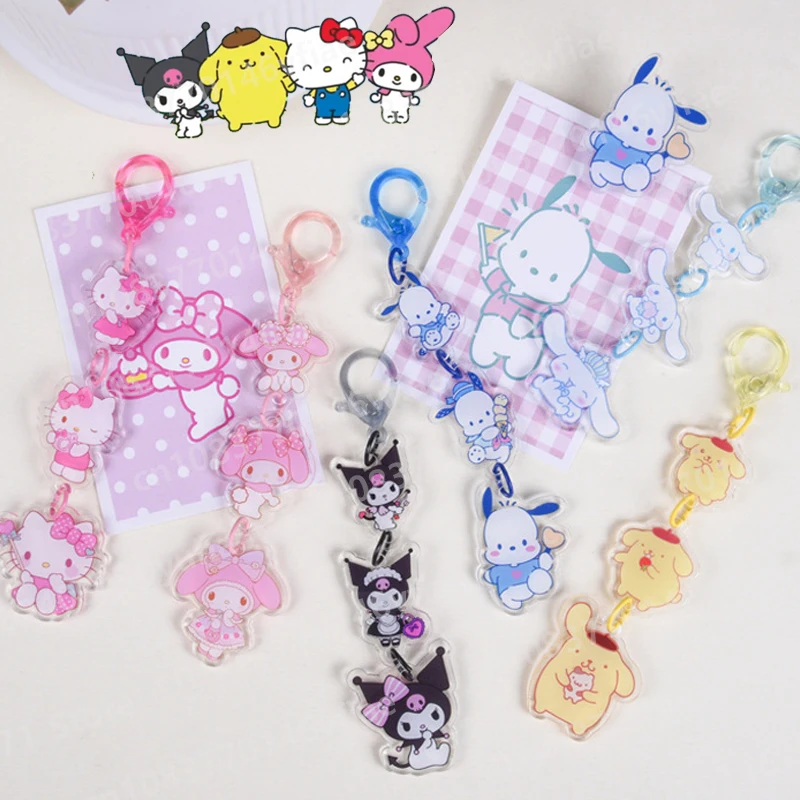 

Hot Sanrio Anime Series Cute Keychains Funny Cinnamoroll Cartoon Pendant for Girls Christmas Gifts Decorated Bag Accessories