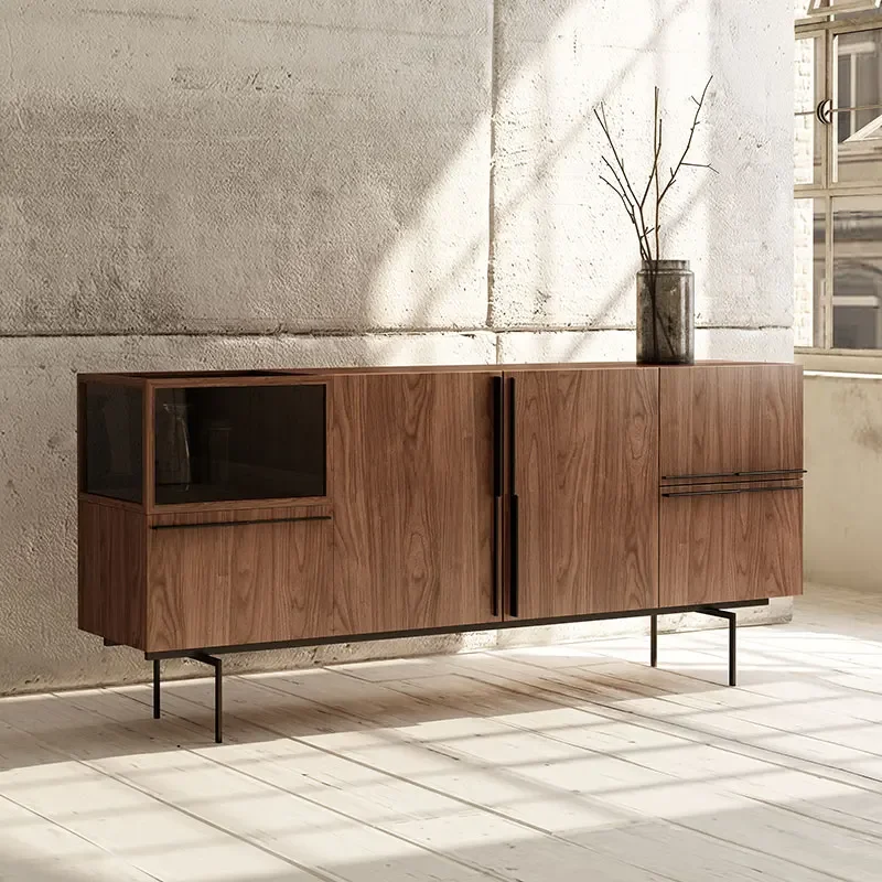 

Italian minimalist walnut side cabinet Nordic light luxury entrance