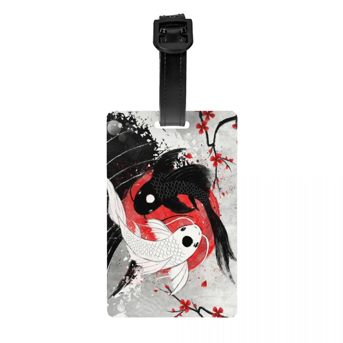 Cute Koi Fish Yin Yang etichette per bagagli per valigie Japanese Sakura Floral Privacy Cover nome ID Card