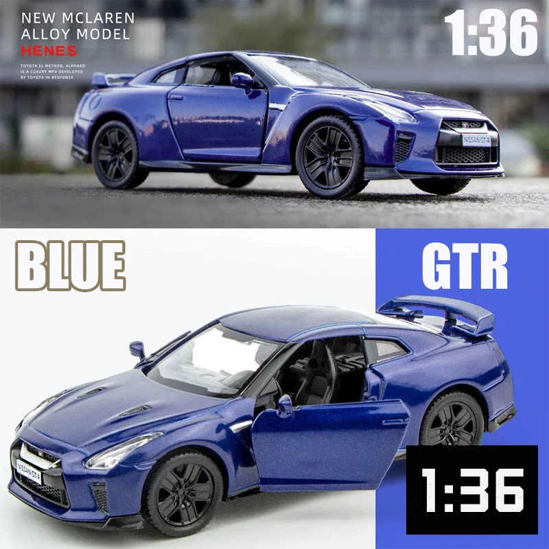 لعبة نموذج سيارة من نيسان GTR-Diecast للأولاد ، مقاس 1:36 ، خليط معدني ، هدية عيد ميلاد ، مجموعة