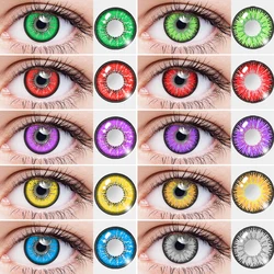 OVOLOOK Myopia With Diopter Lenses Cosplay Color Contact Lenses For Eyes Brown Blue Red Green Halloween Yearly Use 2pcs/pair