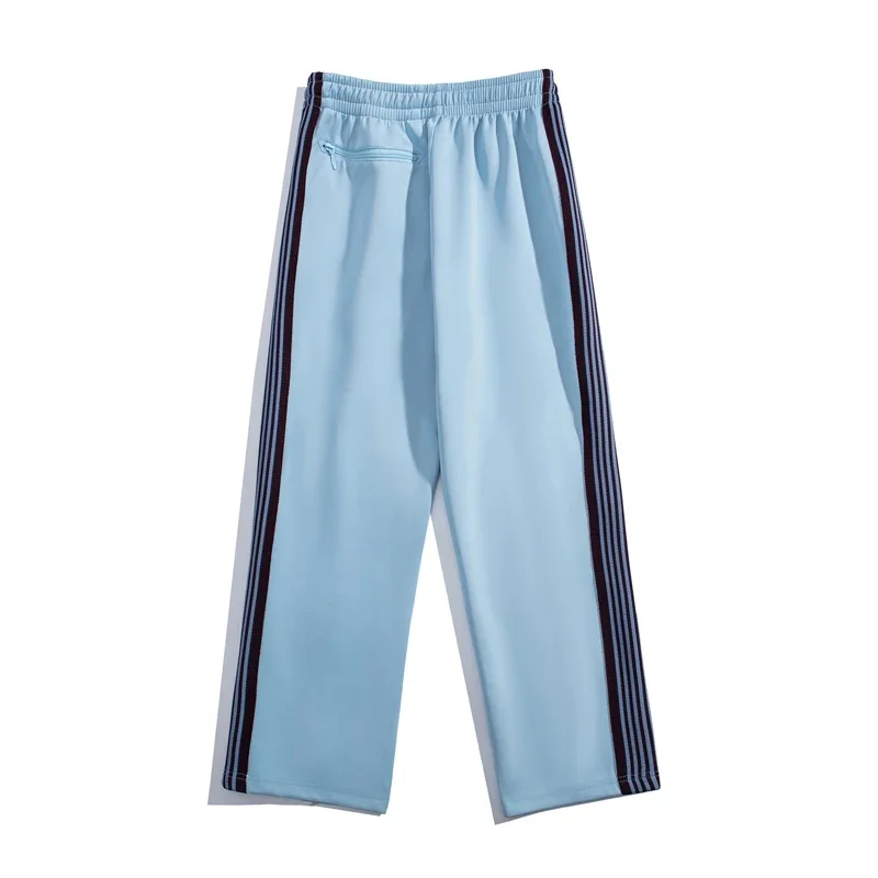 Arrival 1:1 Blue Sweatpants Butterfly Embroidery Webbing Track Stripe Pants Zipper Oversized Casual Trousers Men Women