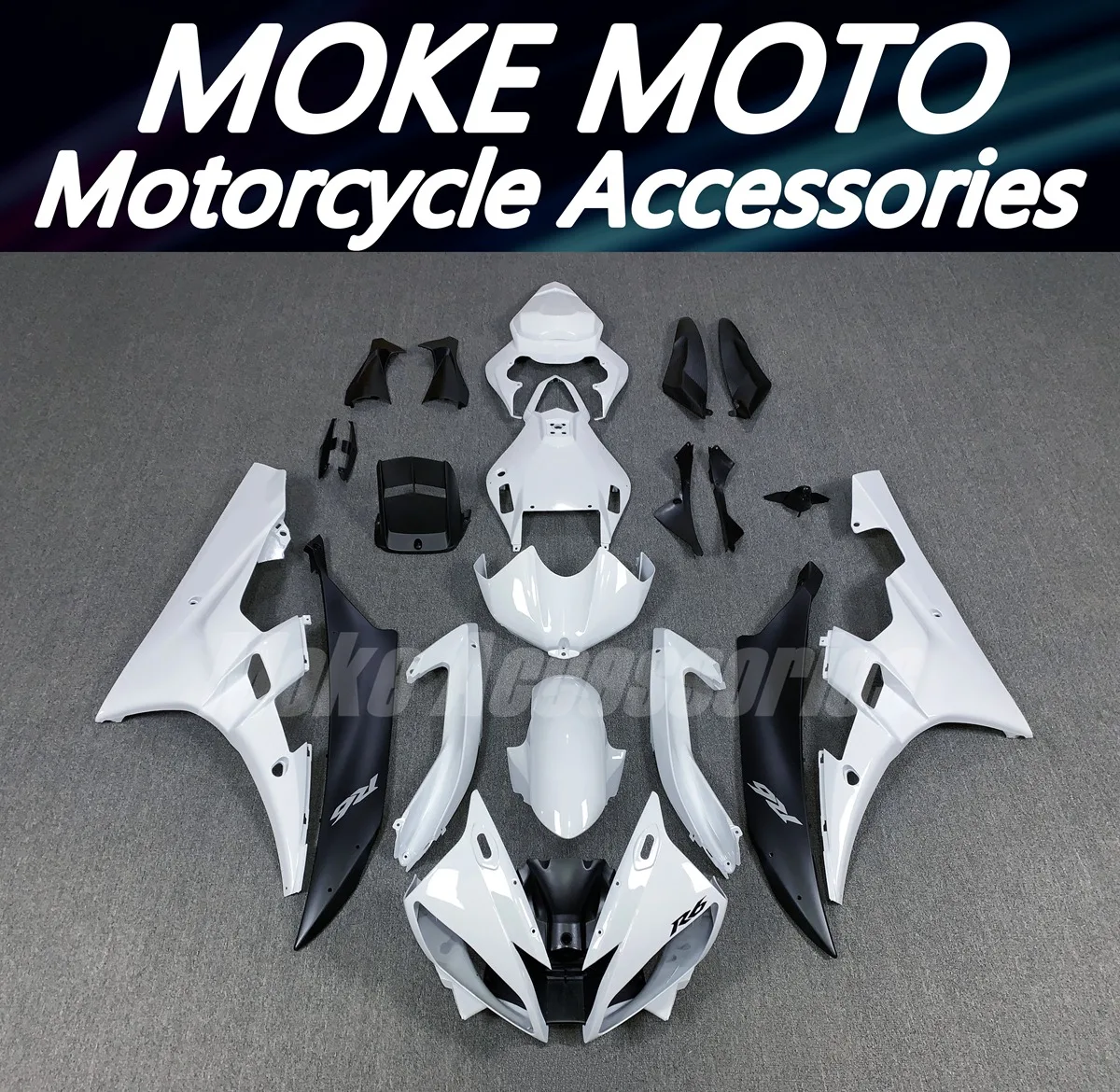 

Moke moto Motorcycle Fairings Kit Fit For Yzf R6 2006-2007 Bodywork Set High Quality Injection White Black
