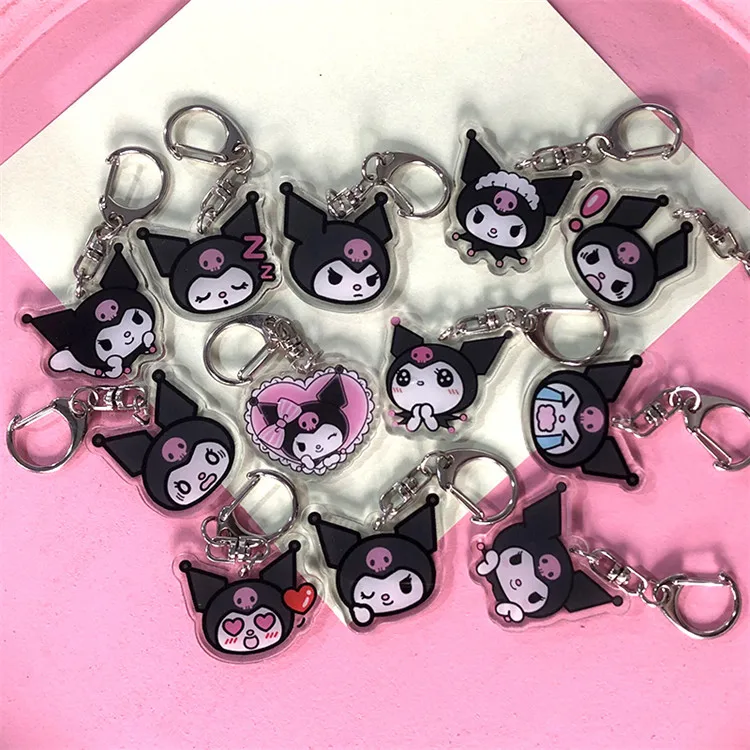 Sanrio Kawaii Kuromi Acrylic Keychain Accessories Anime Figures Keyring Pendant Cartoon Cosplay Chain Gifts for Children