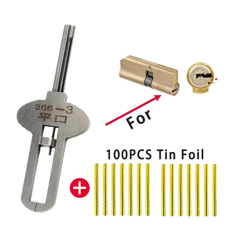 1 PCS AB Single Row Positive Slot Power Key With 100pcs Finished Tin Foil Strip Gold And Silver Tin Foil Key Consumables