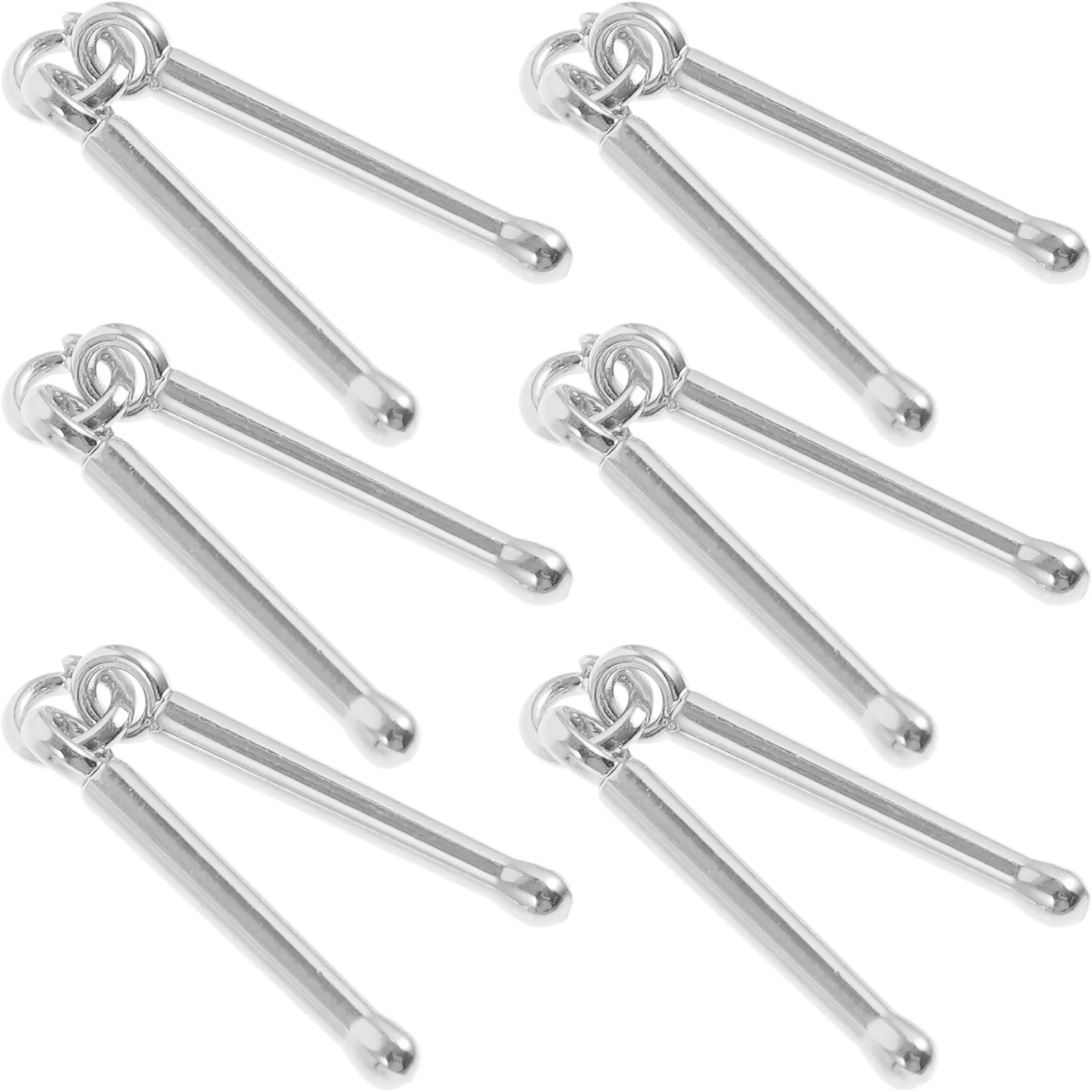 6 Pcs Jewelry Drum Stick Necklace Crafting Findings Sticks Pendant Decorate Charms Making Supplies Silver Shaped DIY Material