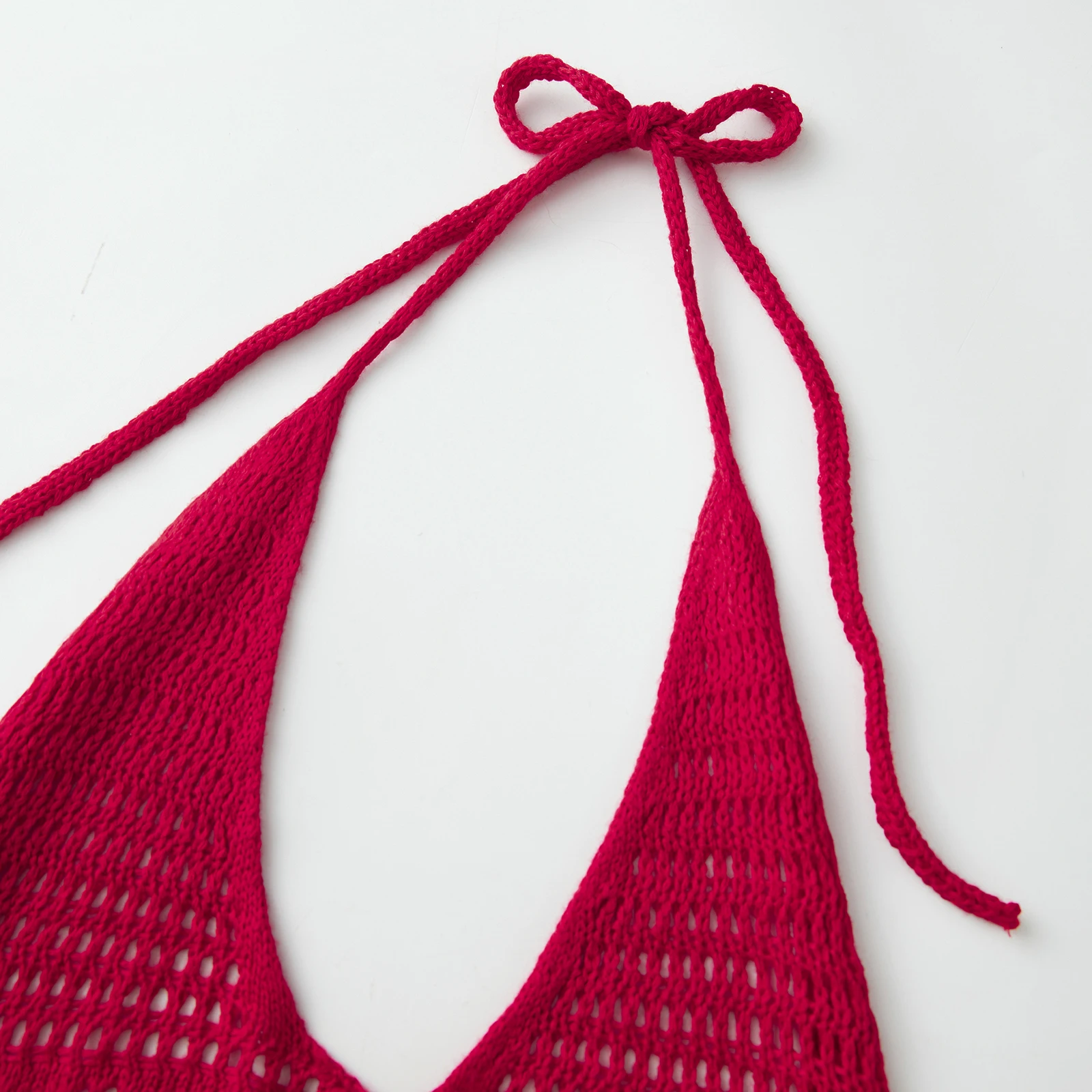 Vrouwen holle halternek gehaakte jurk slanke effen kleur uitgesneden mouwloze open rug mini bodycon jurk voor party club