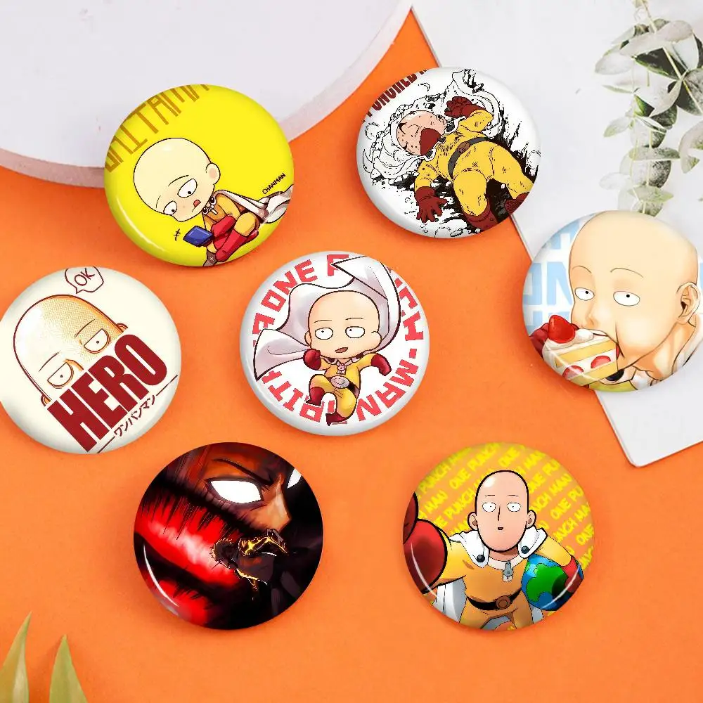 O-ONE-PUNCH-MAN Bad-Omens Tinplate Pin Button Custom Anime Role Old-school Brooch Cartoon Collar