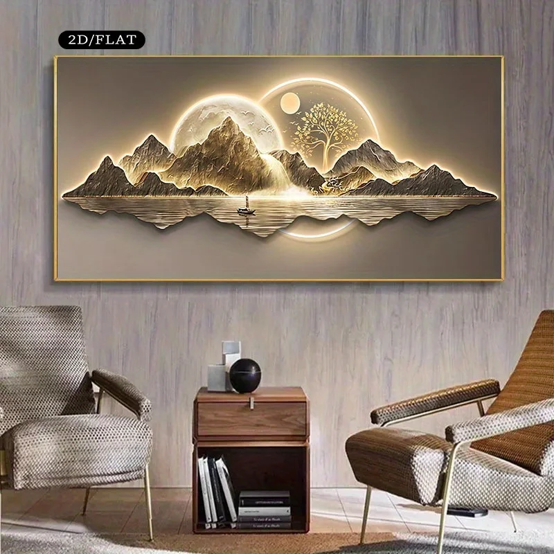1pc frameless Canvas Painting Extra Large Modern Minimalist Mountain Range Canvas Print - Frameless Landscape Wall Art for Livin