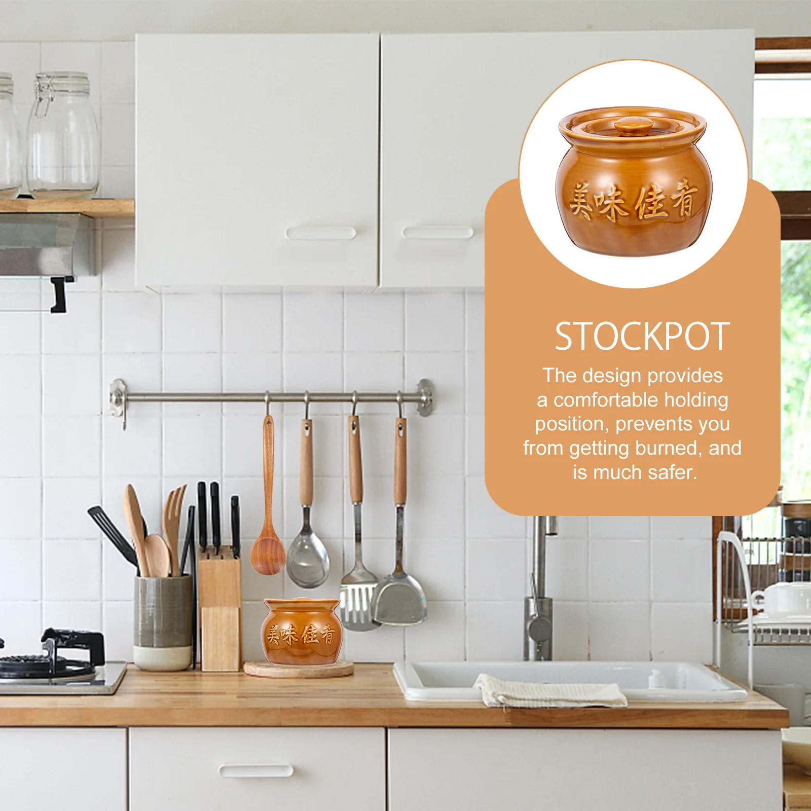 

Ceramic Soup Bowl Household Stewing Pot Smooth Surface Kitchen Soup Jar Multi-Function Household Pot Ceramic Stew Cup