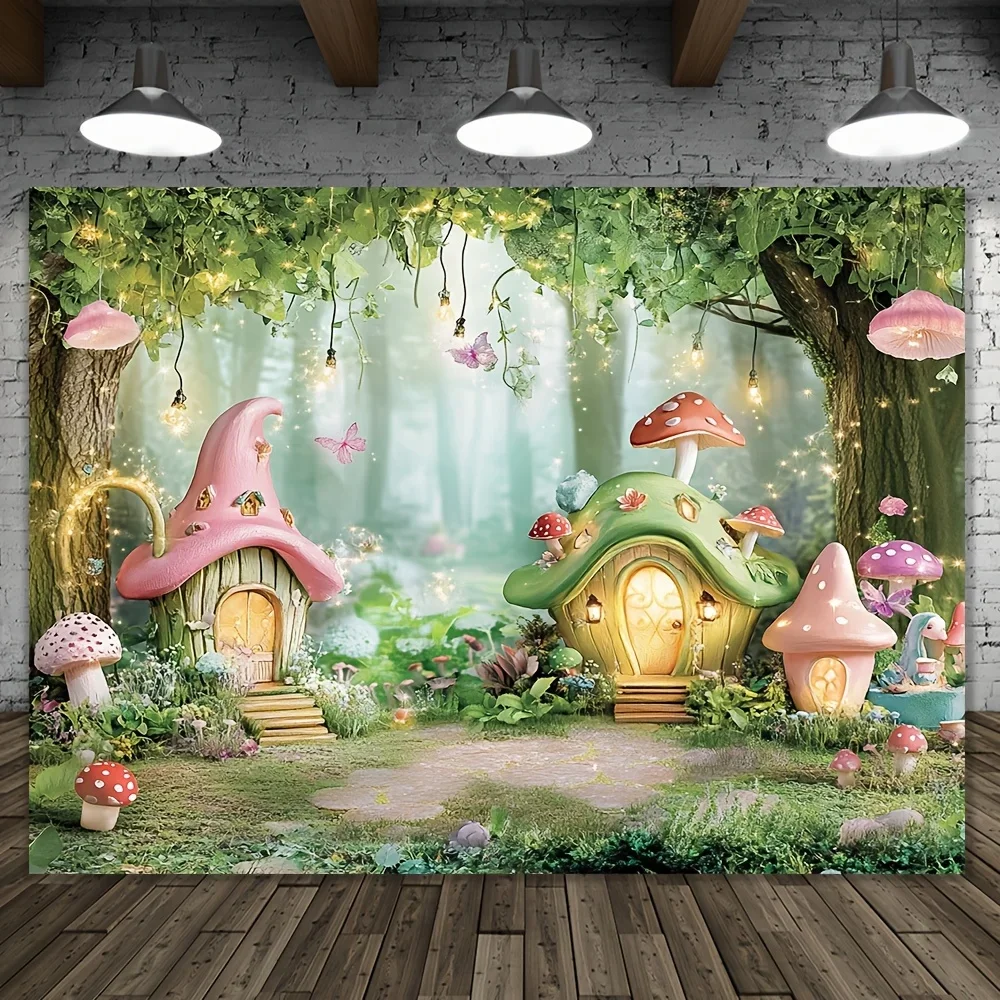 Zauberwald Pilz Zimmer Hintergrund, Musik Wunderland Fantasy Dschungel Pilz Geburtstag Party Fotografie Studio Hintergrund