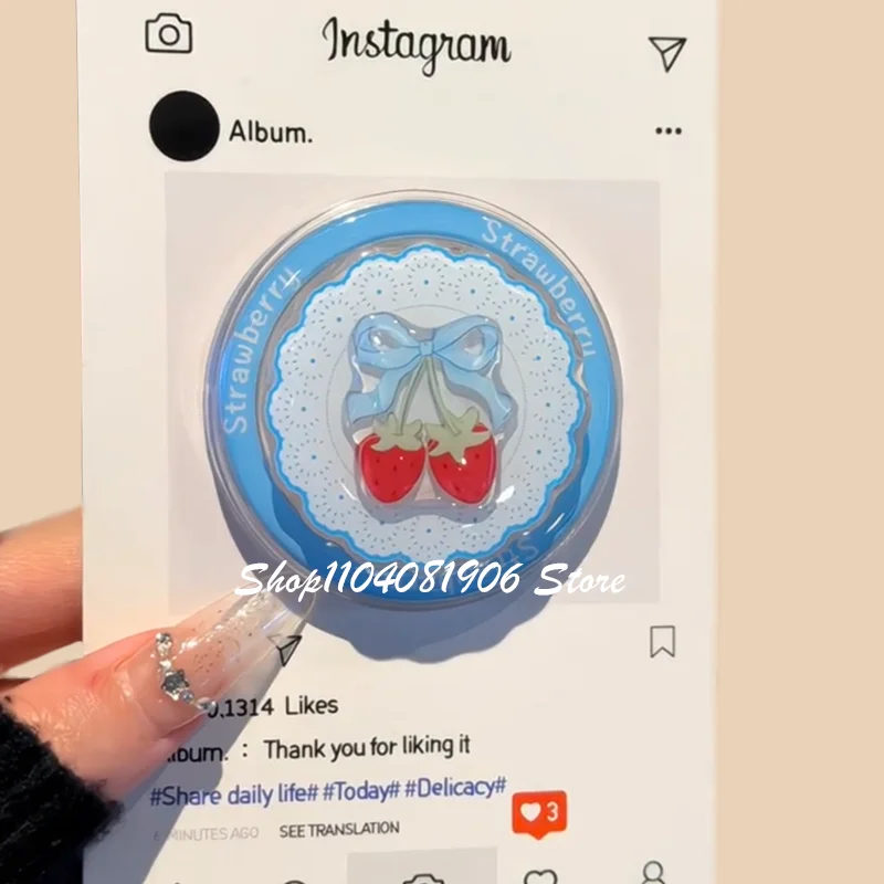 

Корейский милый мультяшный бант с клубникой, магнитный держатель, подставка для телефона Griptok Grip Tok, поддержка iPhone, аксессуары Magsafe