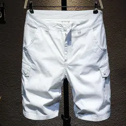 Fashion New Short Pants Korean-Style Luxury Men's Slim Jeans with White Solid Color Designer Cowboy Cotton Denim Shorts for Men