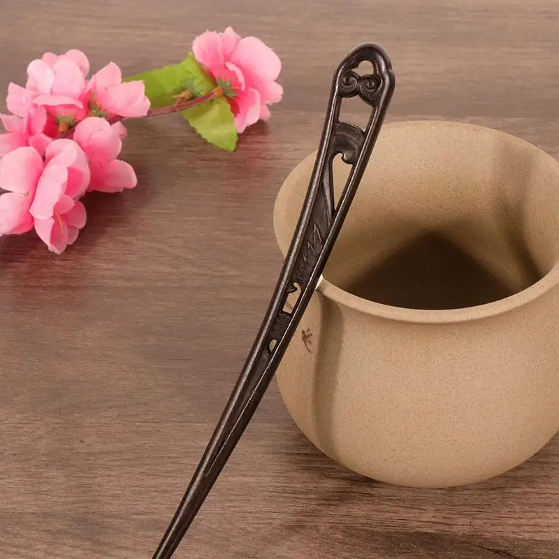 Modischer und schlichter Retro-Haarstab aus schwarzem Holz für Bräute, Haaraccessoires für Frauen, ethnischer Haarstab aus Holz, Kopfschmuck-Accessoire. – Detail 3