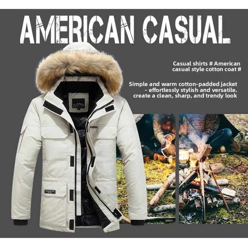 

Wool Lined Cotton Padded Men's Winter Clothing with Thickened Fleece To Keep Warm Casual Oversized Workwear Cool and Explosive