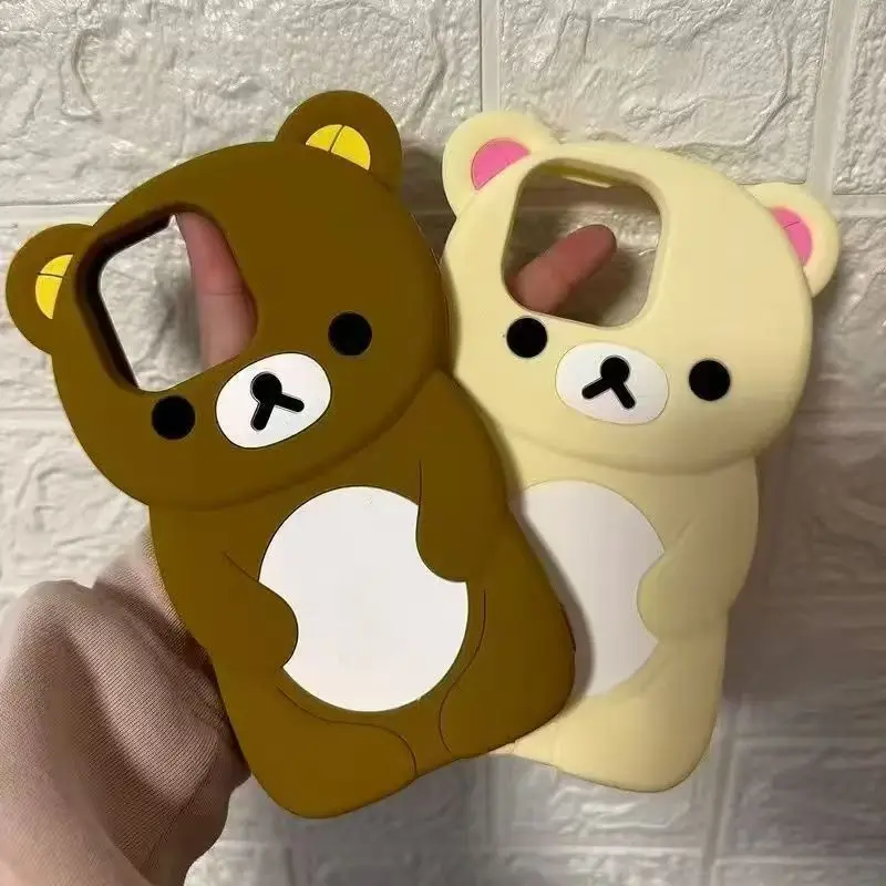 Anime Rilakkuma Girls Silicone Mobile Phone Case Kawaii Korilakkuma for Iphone13 14 15 16 17 18 Promax Case Protective Case