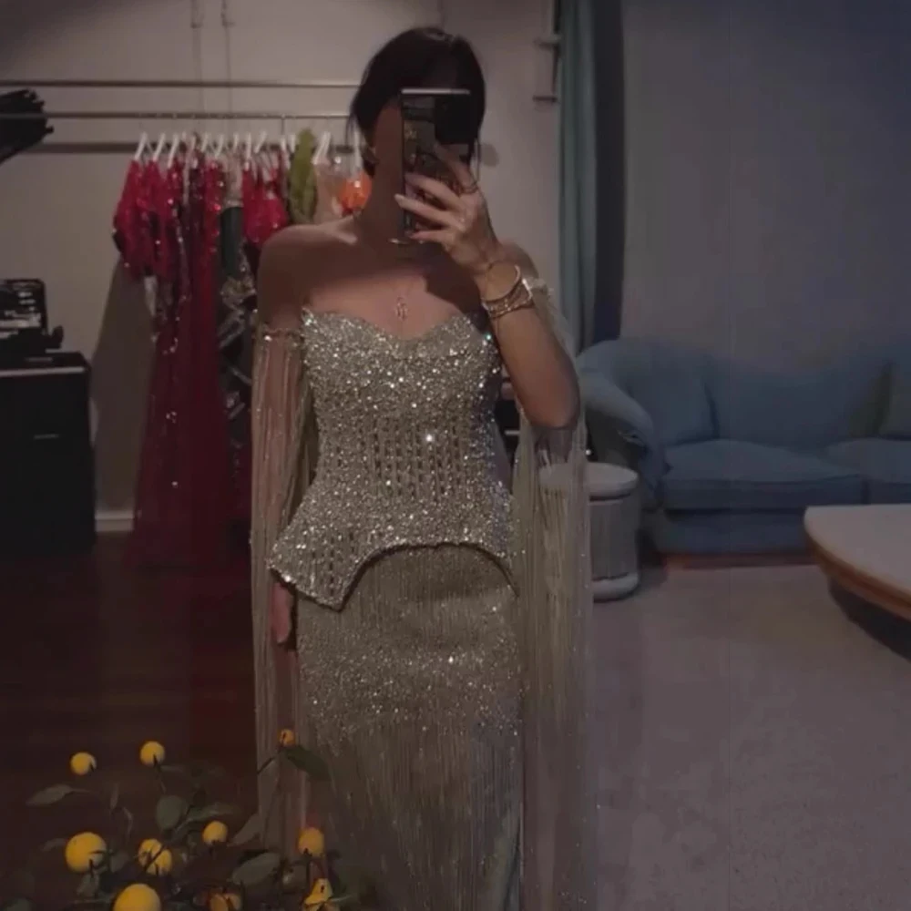 Eshaut & Bridal فستان سهرة أنيق عاري الكتفين حورية البحر مطرز رسمي للحفلات الراقصة وحفلات الزفاف للنساء مخصص 2025 #4