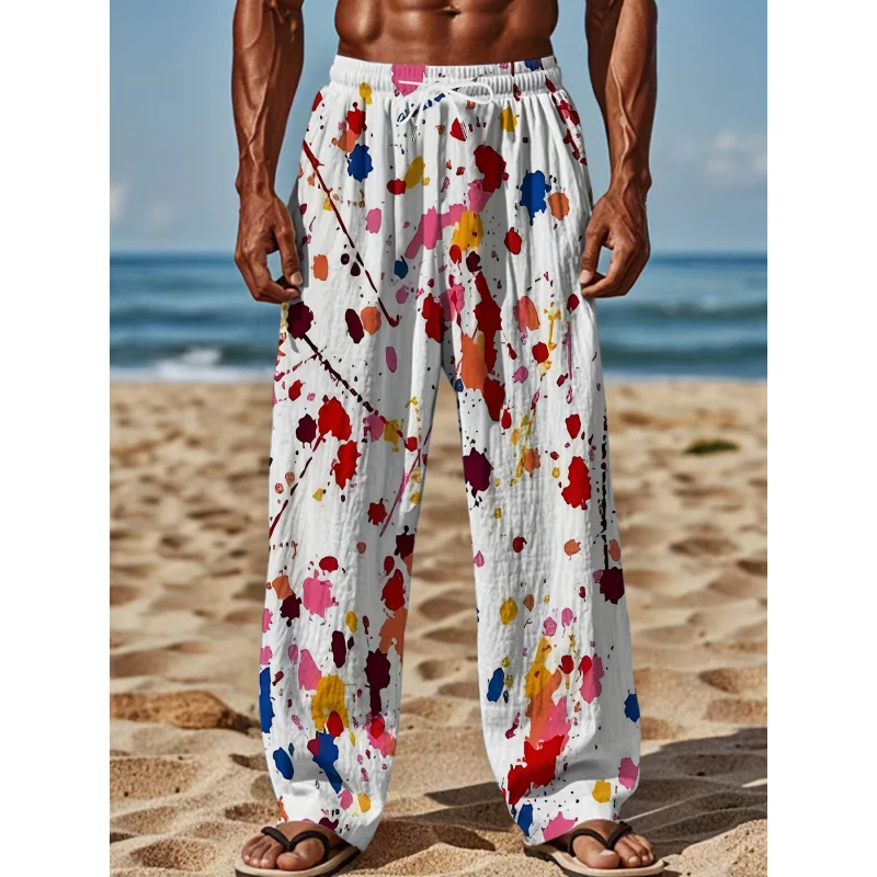 2025 MEN'S Casual Loose-Fit Straight Pants Relaxed Fit Unisex Adult Fashion Pants With Drawstring Full-Print Pattern