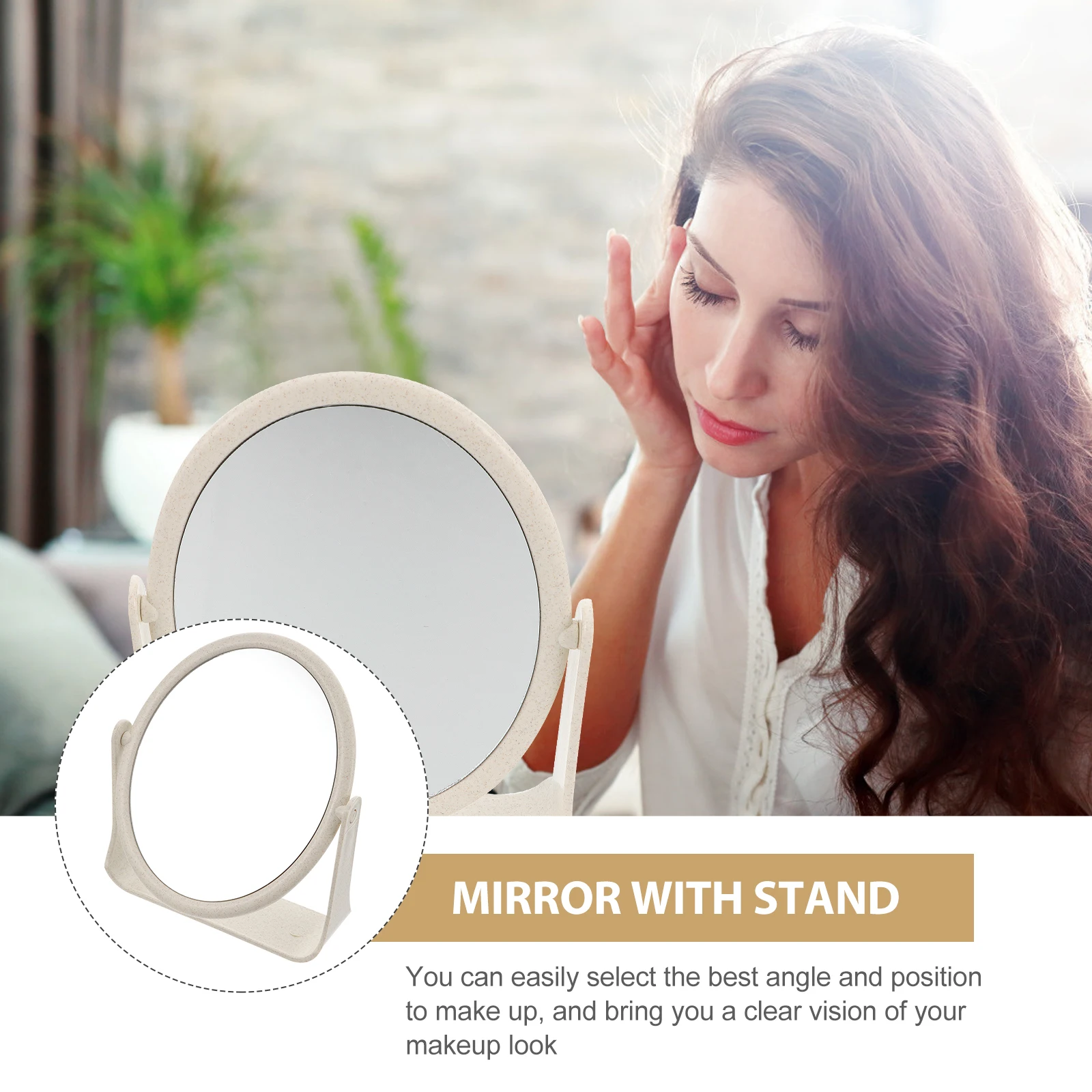 

Double-Sided Rotating Desktop Mirror Durable Lightweight Ideal for Makeup Application Plucking Flossing Mirror
