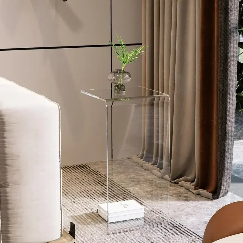 Transparent Acrylic Side Table Light Luxury Living Room Sofa Companion Table Italian Minimalist Design 12mm Thickened Acrylic