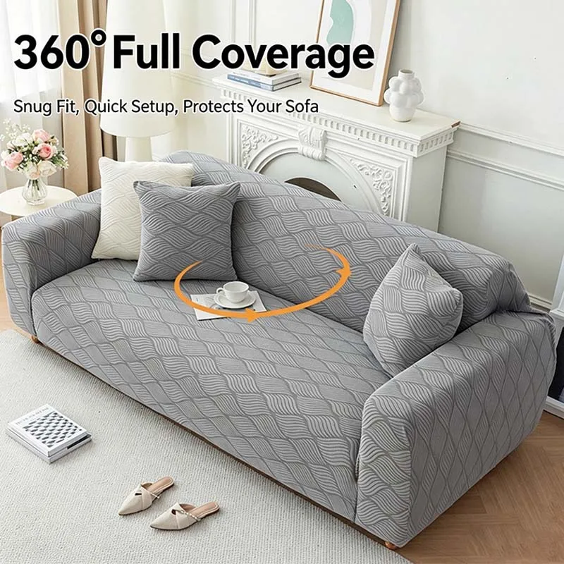 1PC Jacquard Sofa Cover Full Wrap Non-Slip Couch Protector Stretch Elastic Slipcover for Living Room Office Furniture Protector