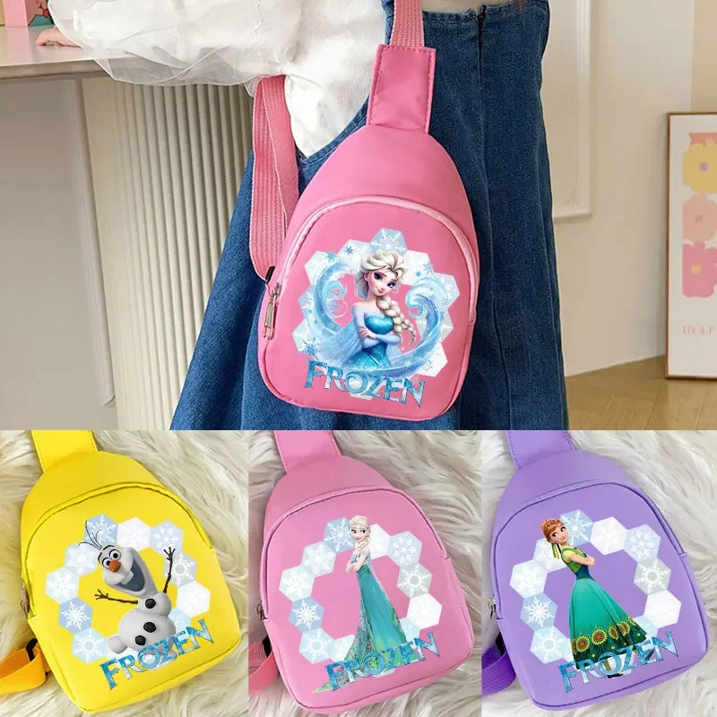 Single Shoulder Crossbody Backpack for Frozen Kindergarten Girl Cartoon Elsa Anna Lightweight Student School Bag Christmas Gift