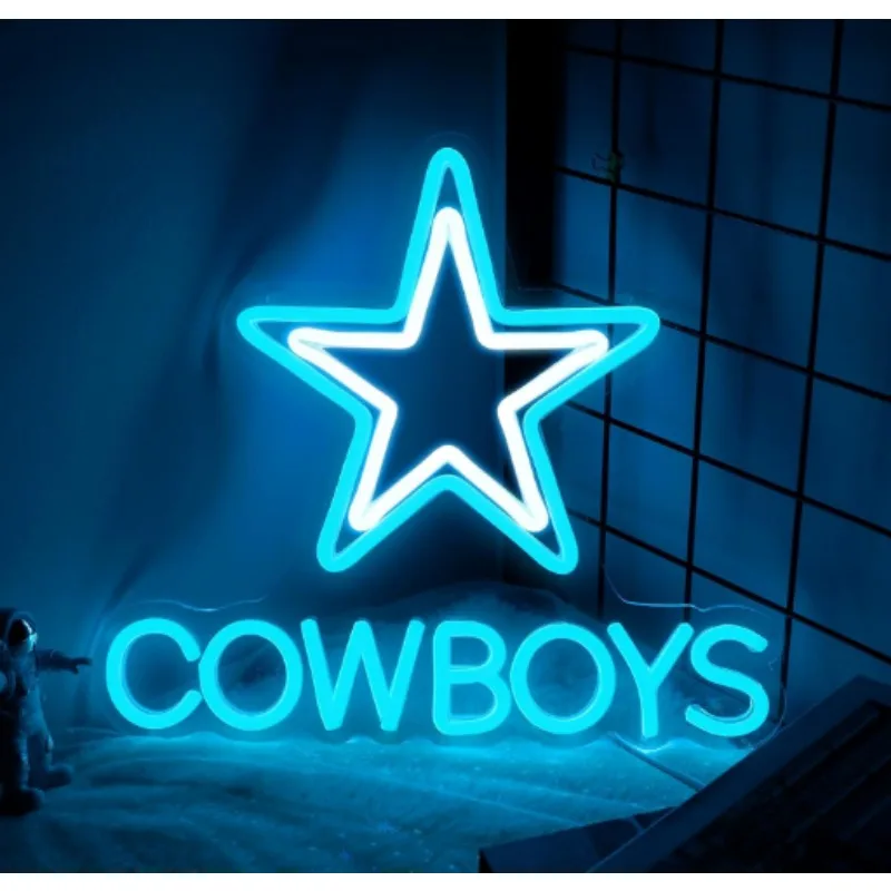 Imagem -06 - Cowboy Neon Sign Dimmer 12 6x1023 Polegada Usb Powered Sala de Jogos Led Party Bar Candy Shop Art Decoração Ice Blue