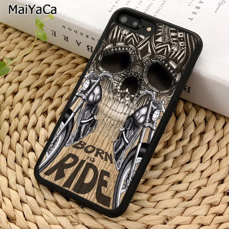 MaiYaCa Motorbike biker chopper skull tattoo Phone Case For iPhone 16 15 14 6 7 8 plus 11 12 13 Pro Max coque Shell