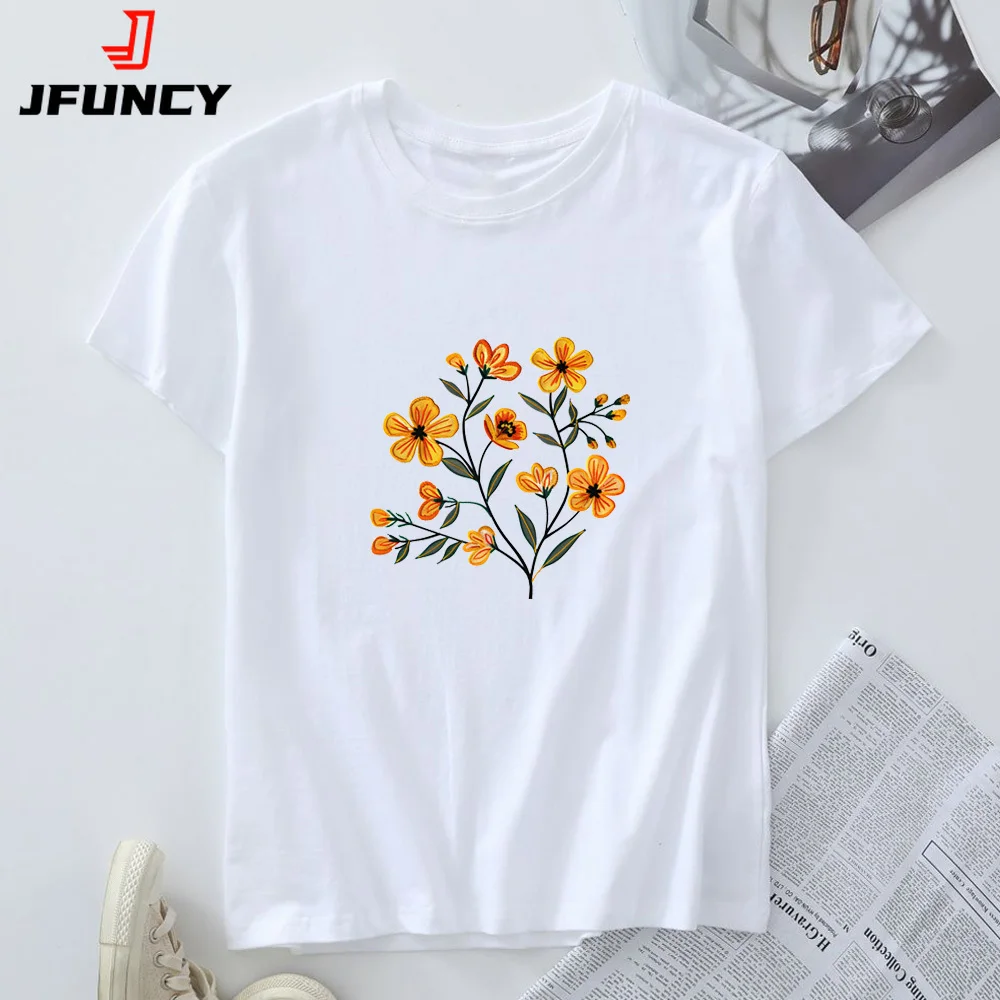

Women T Shirt 100% Cotton Tees 2025 Summer Women's Top Multi-Color Fashion Graphic Clothing Oversized Short Sleeve Tshirt