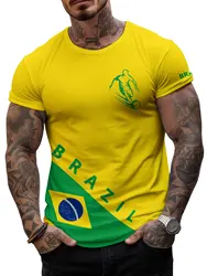 Brazil Soccer Football Jersey Men's T-shirt 2024 Summer Short Sleeve Oversized Clothing Graphic Casual Fashion Tops T Shirt