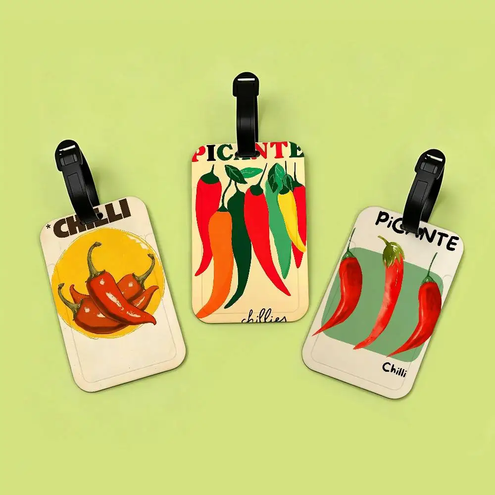 C-Classic-Chilli-Pepper Anti lost PVC Suitcase Tag With Info Card Lightweight Baggage Identifier For Daily Trip
