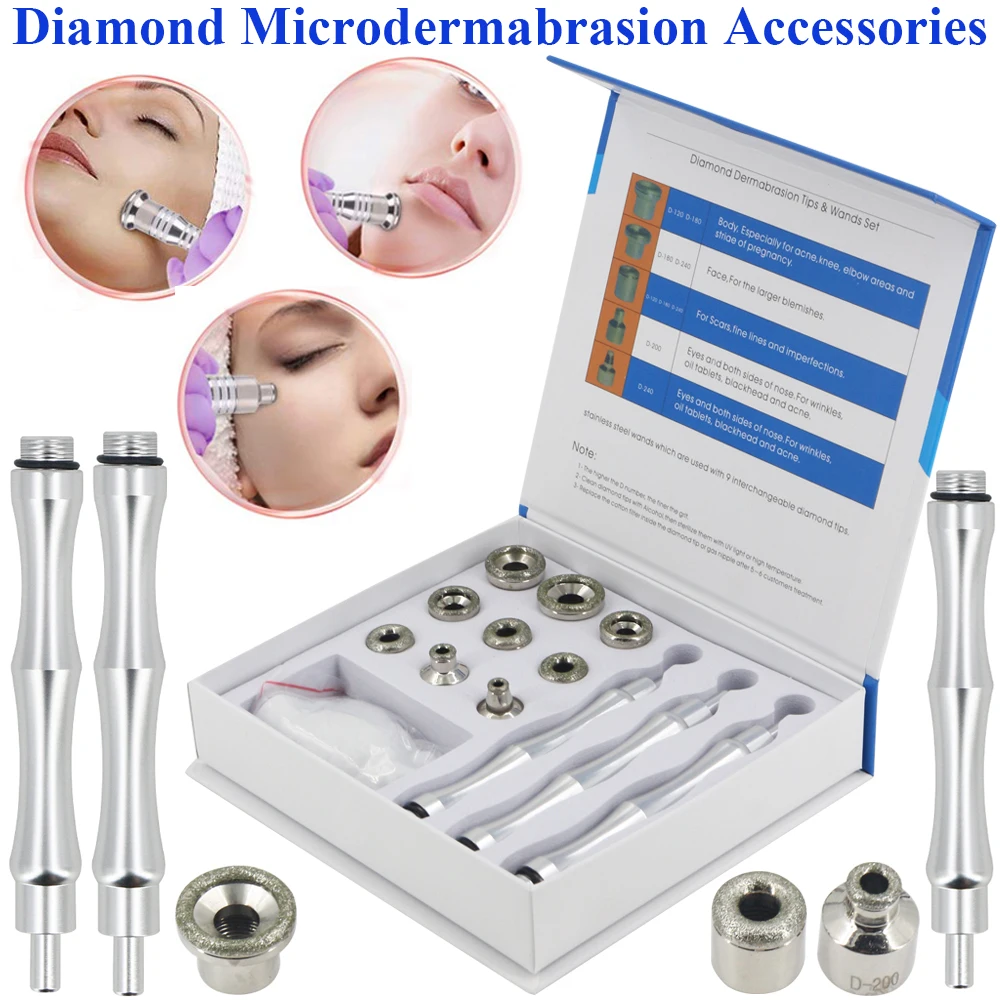 2022 New Diamond Microdermabrasion Dermabrasion Tips With 3pcs Dermabrasion Wands And 9 Tips For Face Beauty Accessories