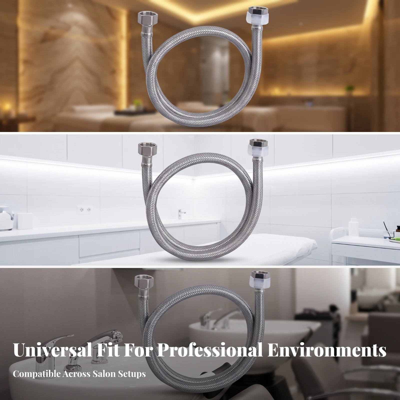 Water Supply Hose Safe Materials Braided Hose with Threaded Fittings Faucet Water Supply Line Potable Faucet Connector With