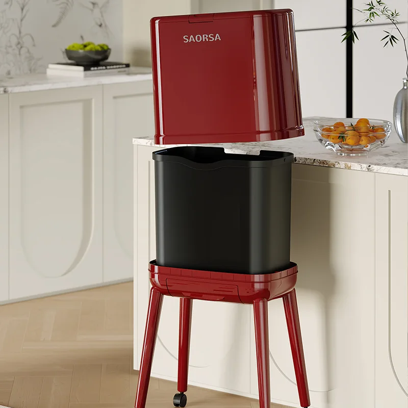 Large Capacity Tall Kitchen Trash Bin Lid Movable No Bending Ergonomic Design Kitchen Home Outdoor Commercial Multifunction Bin