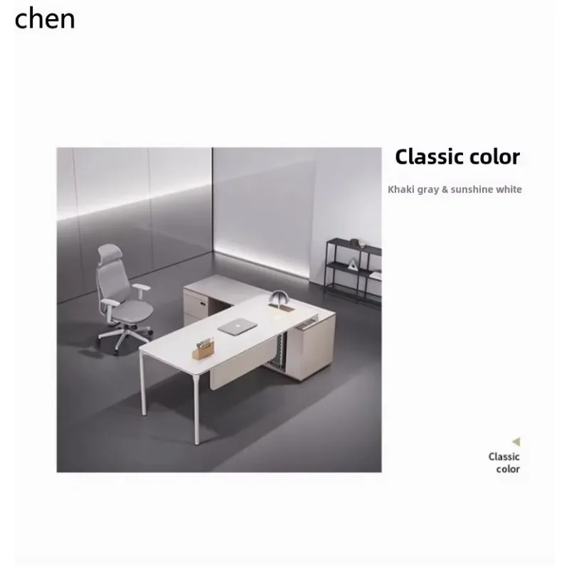q-3 Desk Fashion Lig Luxury Single General Manager Office Large Class Desk President Desk and Chair