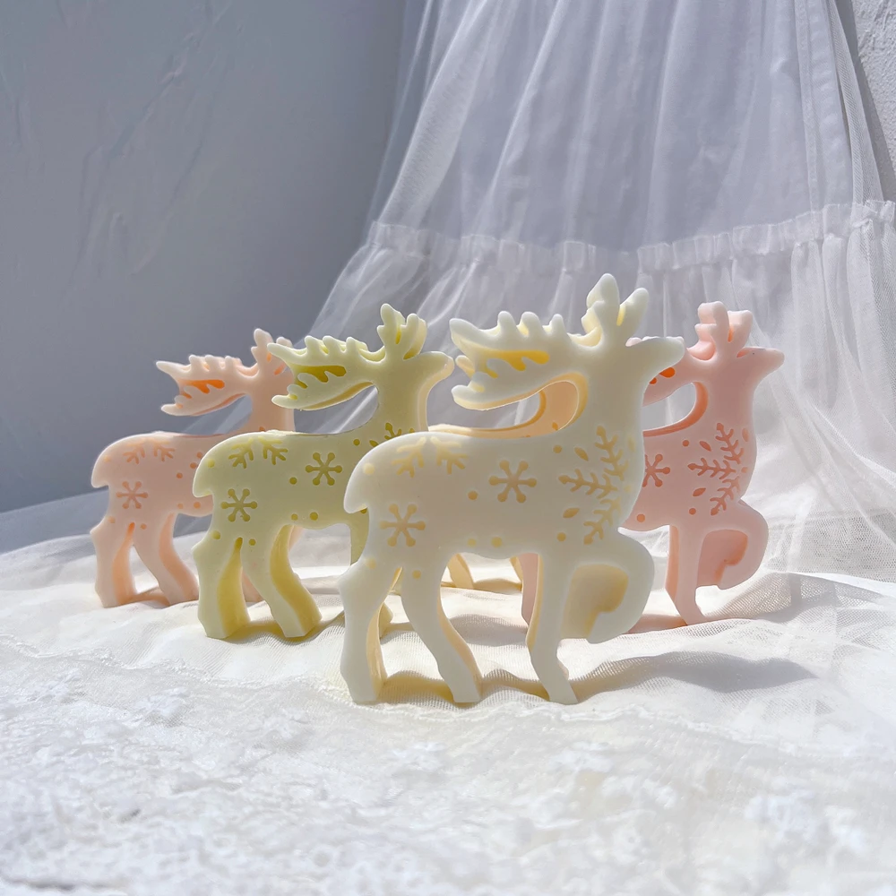 Christmas Reindeer Silicone Candle Mold Christmas Elk Silicone Mold Christmas Ornaments Fawn Soy Wax Silicone Mould Xmas Decor