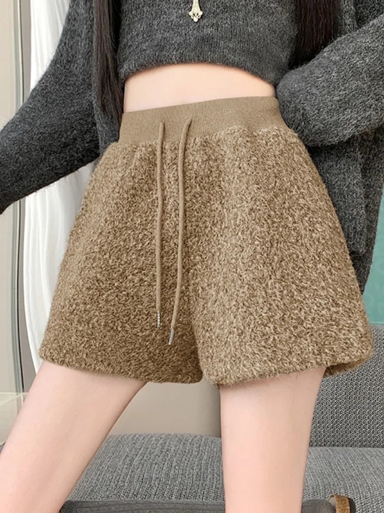 ハイウエスト A ライン ワイドレッグ パンツ レディース 秋冬 アウター フェイク ラムファー オルト ブーツ カジュアル パンツ トレンディ