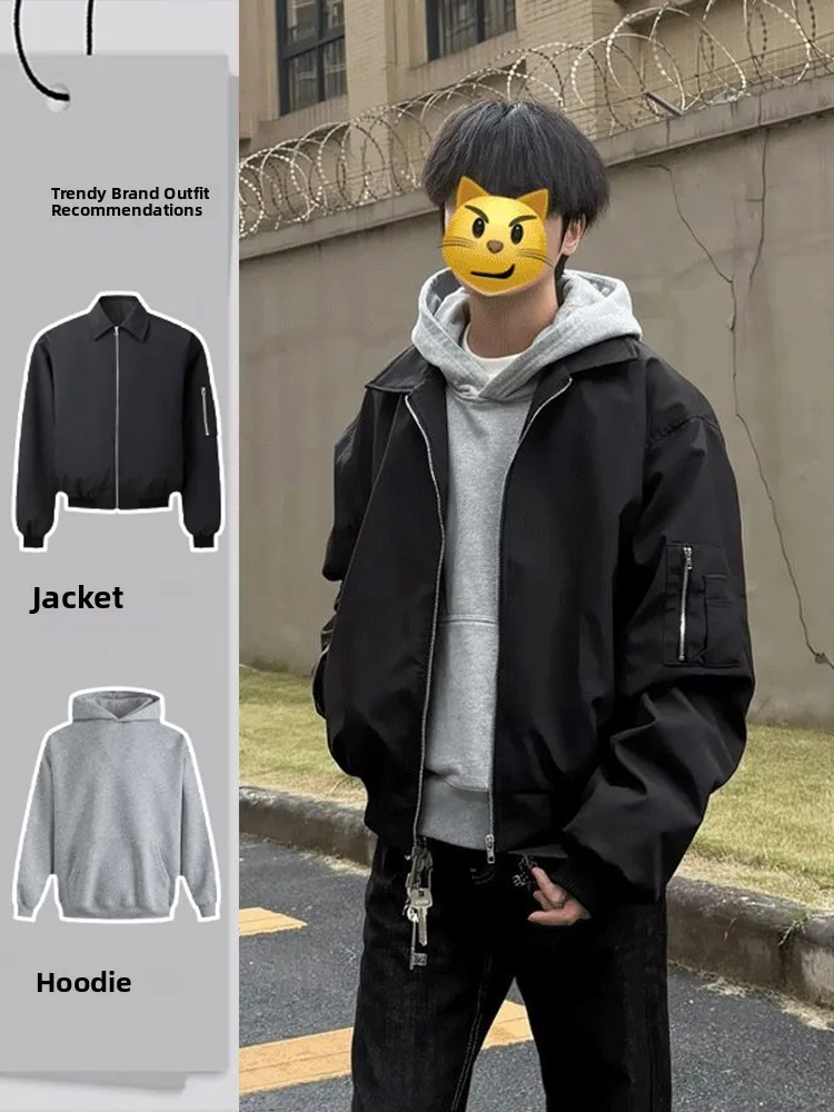 

Cool Men's Pilot Jaet And Pants Set Autumn Workwear Sle Long Sve Polyester Fiber Teenagers Suitable Casual Sportswear