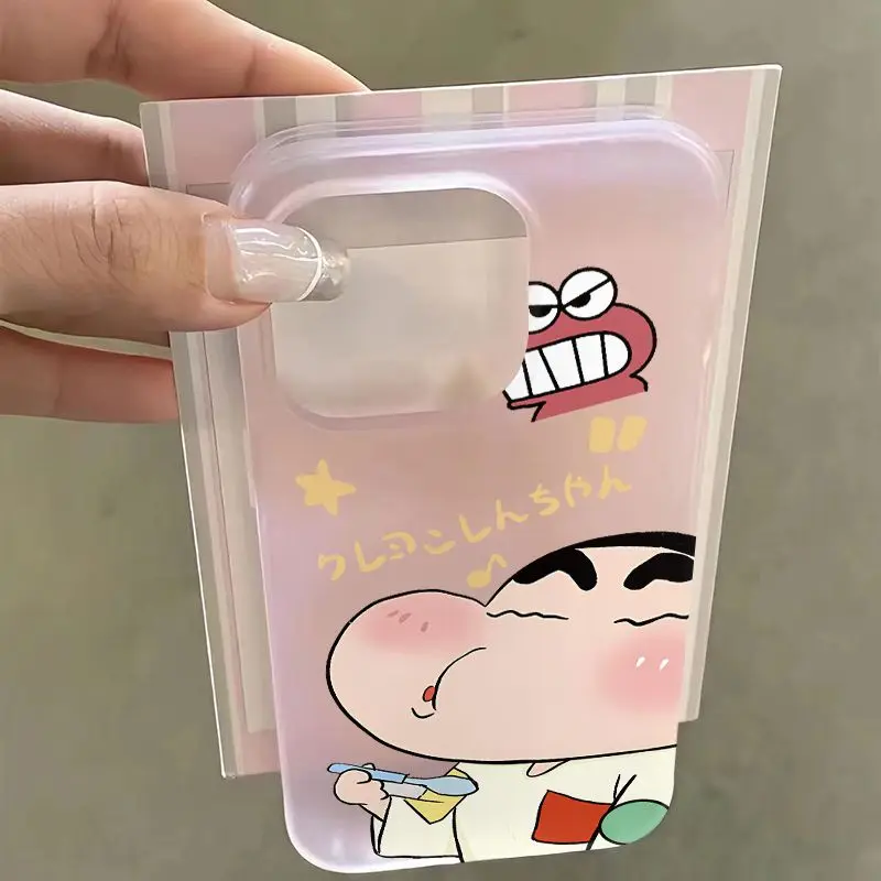 Kawaii تلوين شين تشان جراب هاتف آيفون 16 برو ماكس 15 14 زائد 11 12 13 البسيطة لينة الكرتون للصدمات عودة يغطي #3