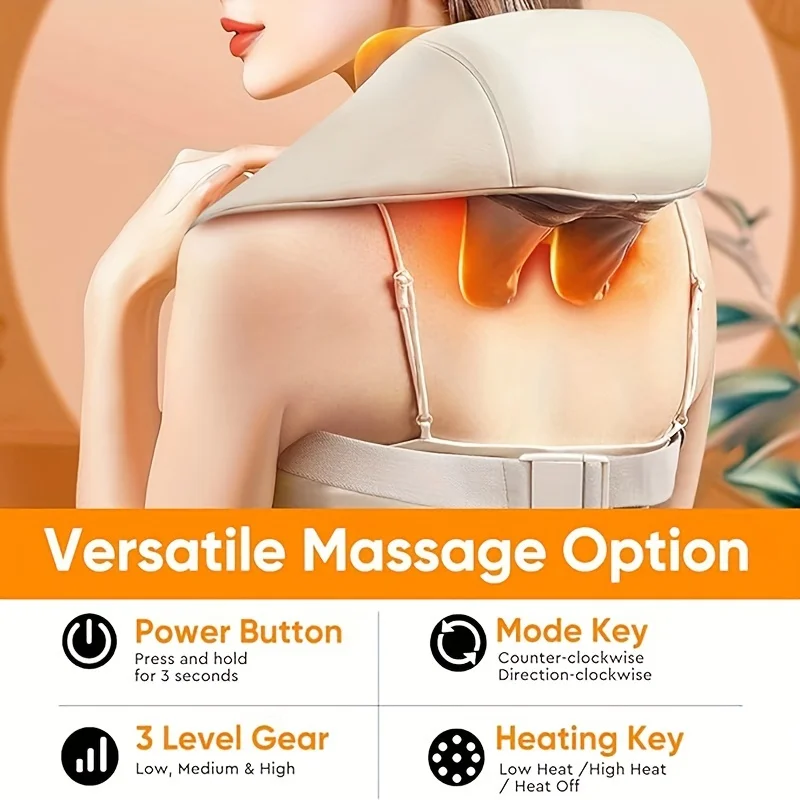 Neck Massager With Heat - Neck and Shoulder Massagers For Pain Relief Deep Tissue 5D Simulate Human Hand Grasping and Kneading N